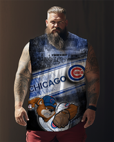 T-shirt sans manches imprimé grande taille pour homme